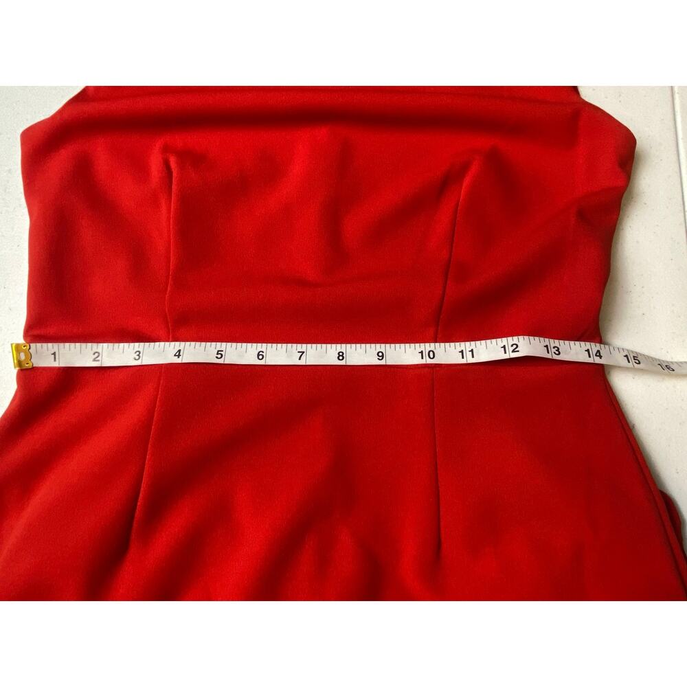 Betsy Johnson Watermelon Red Cap Sleeve Stretch Crepe Dress Women's Size 6 - Picture 6 of 8